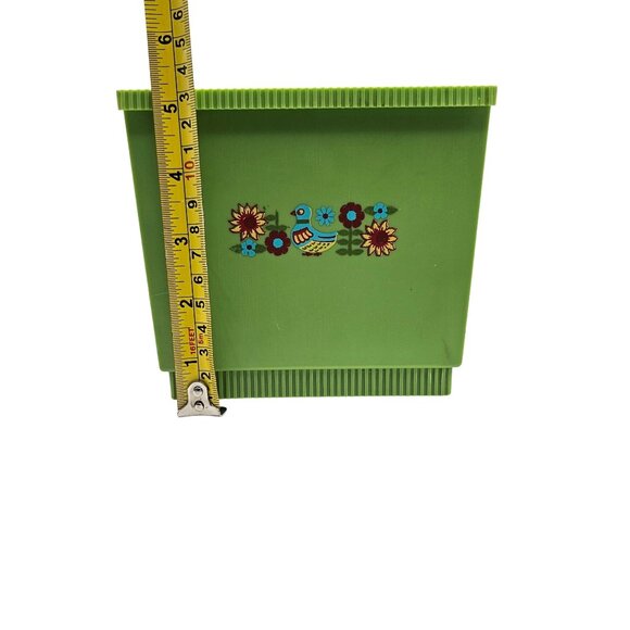 Vintage 60s/70s Avocado Green Plastic Bird & Flower Napkin Holder - Picture 4 of 10